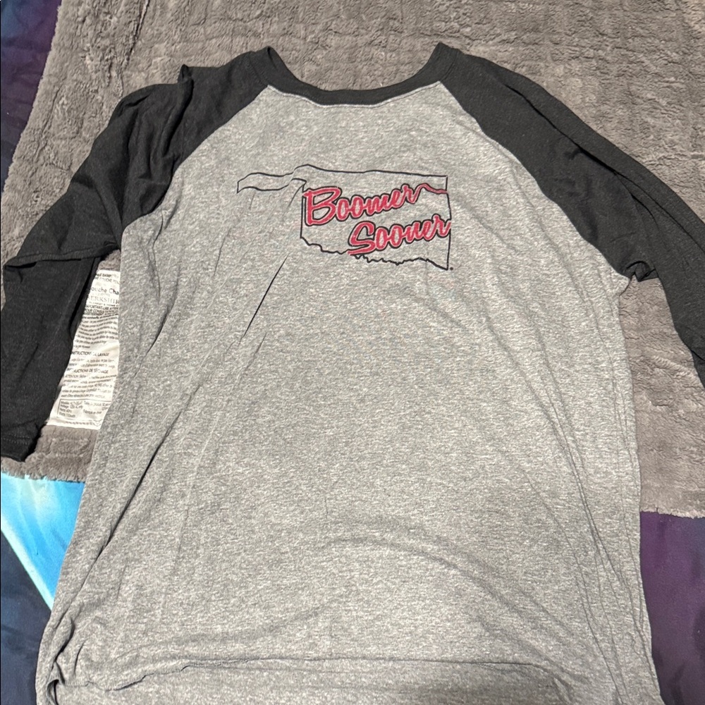 Gray and Black Men's Raglan Shirt